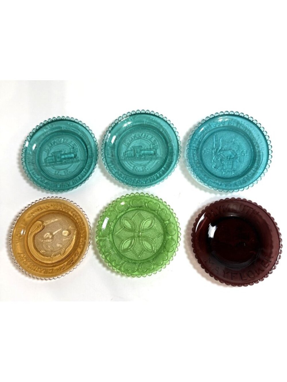Lot of 6 VTG Pairpoint Glass Plates New Bedford MA 3.5"